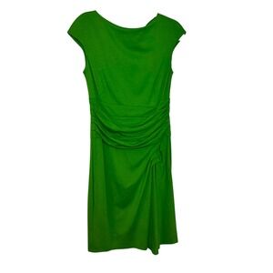 Escada Palm Green Ruched Sheath Dress EU 40 M/L| Stretch Viscose | Excellent